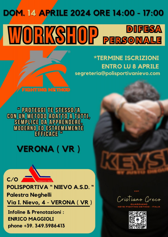 Workshop Difesa Personale in Verona (VR), Italy @ POLISPORTIVA "NIEVO A.S.D." | Verona | Veneto | Italien